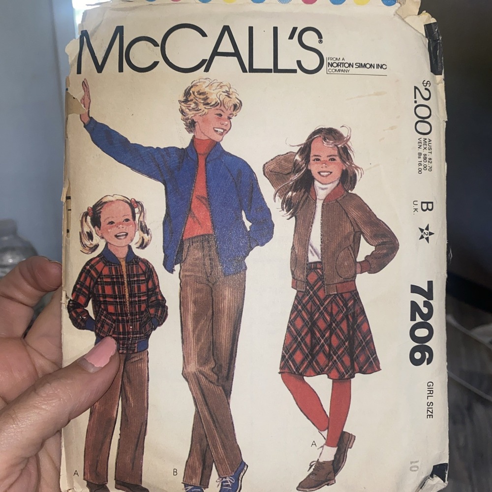 Vintage McCall's Pattern 7206 Girl Size 10 Jacket Pants Skirt Cut Complete